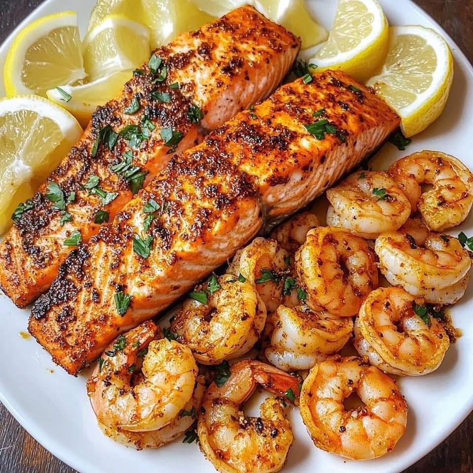 Salmon & shrimp platter