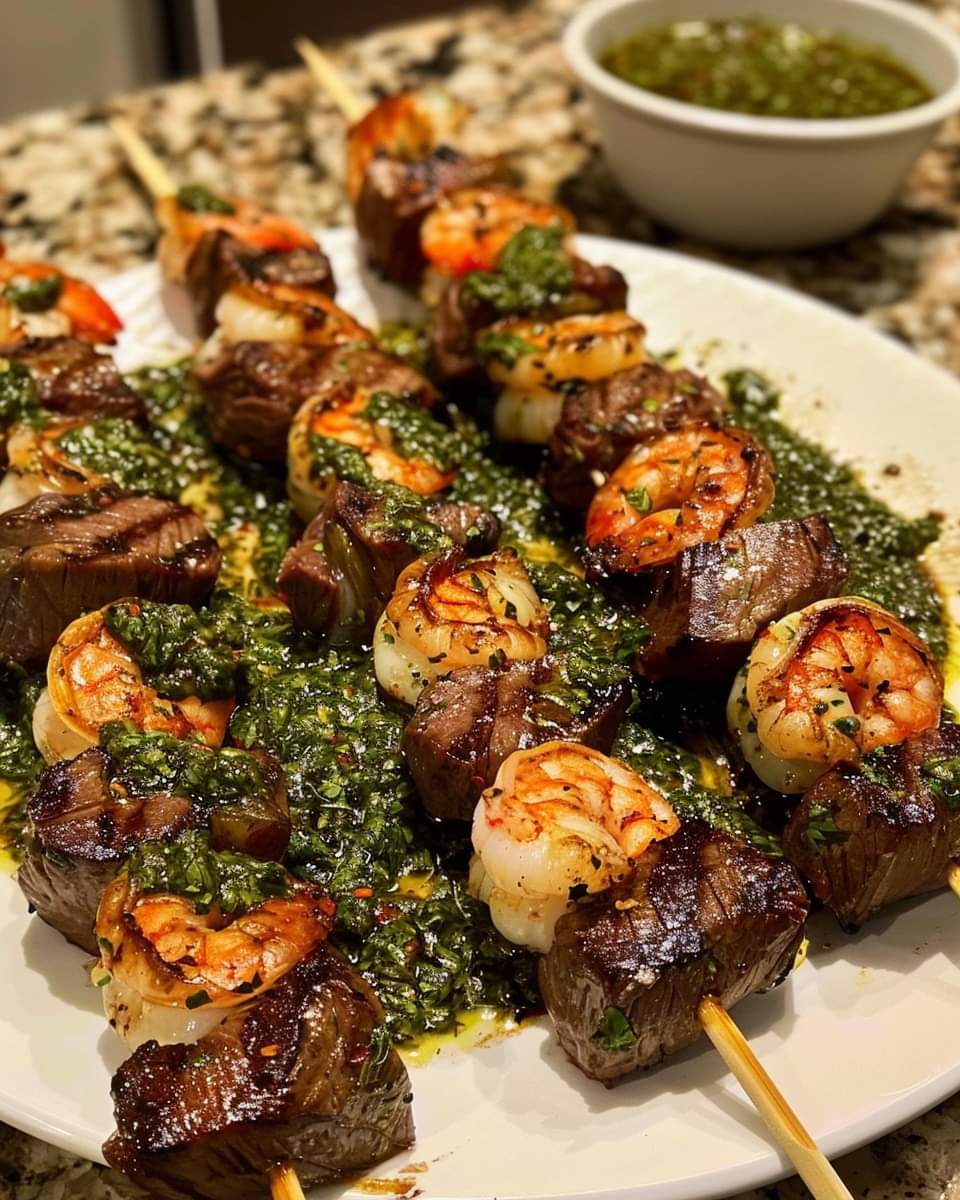 Steak & shrimp skewers
